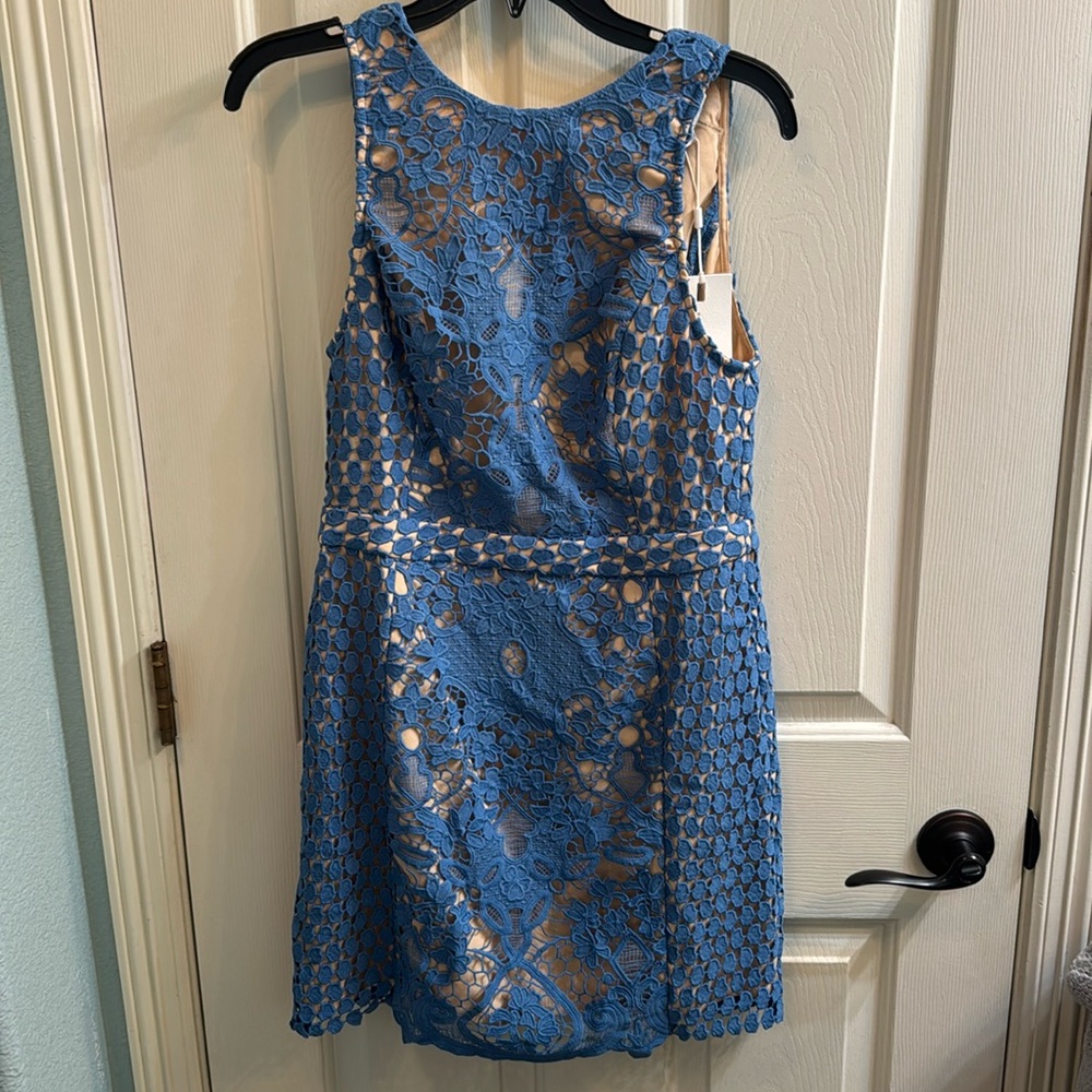 NWT Endless Rose Crochet Lace  Mini Dress in Ocean Blue!